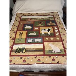 Child Quilt Barnyard Animals Throw Patch Magic 50x60 Animals Single Kids Bedding